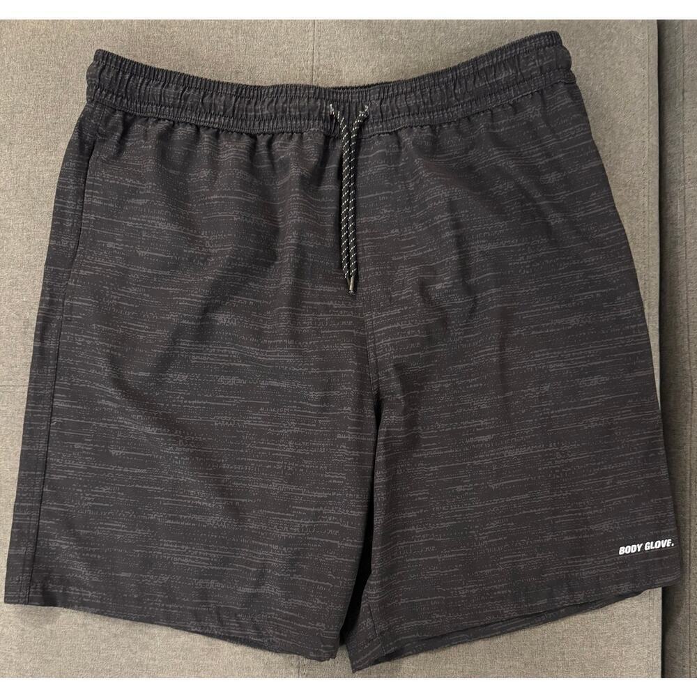Body Glove Men’s Size XL Black/Gray 7.5 Inch Mesh Lined Swim Trunks